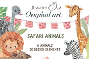 Safari Animals Watercolor Clip Art, an Animal Illustration by JaneLane (Thumbnail 2 of 3)