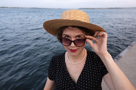 Close-up of stylish woman
