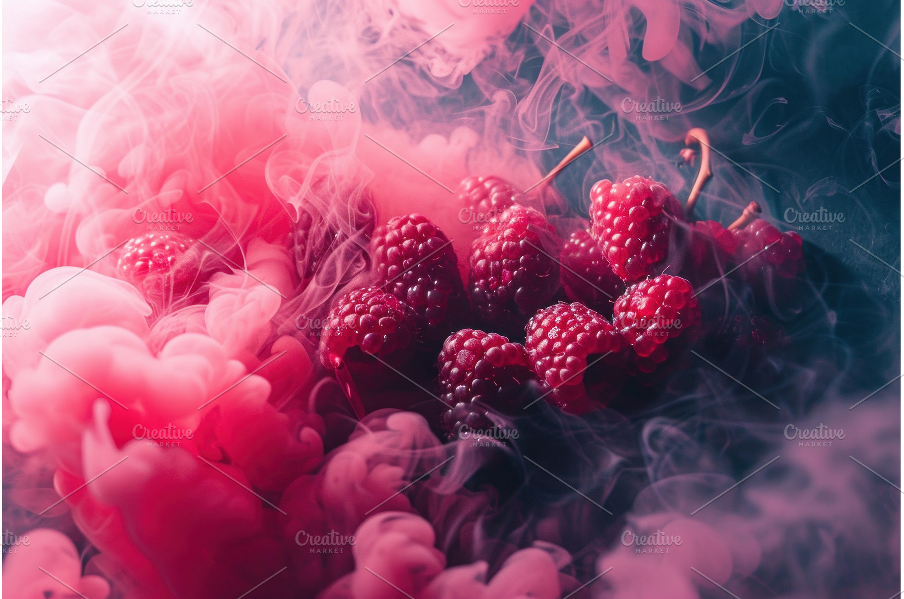 Berries decorated pink smoke, an Abstract Photo by Ylivdesign