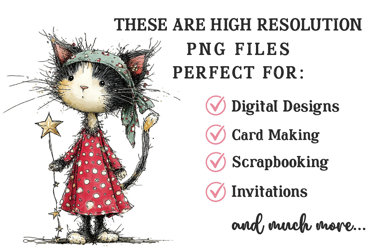 Whimsical Christmas Cats Clipart, an Illustration by OK Design (Photo 4 of 6)