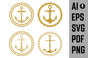 Set Of Nautical Emblems And Designs