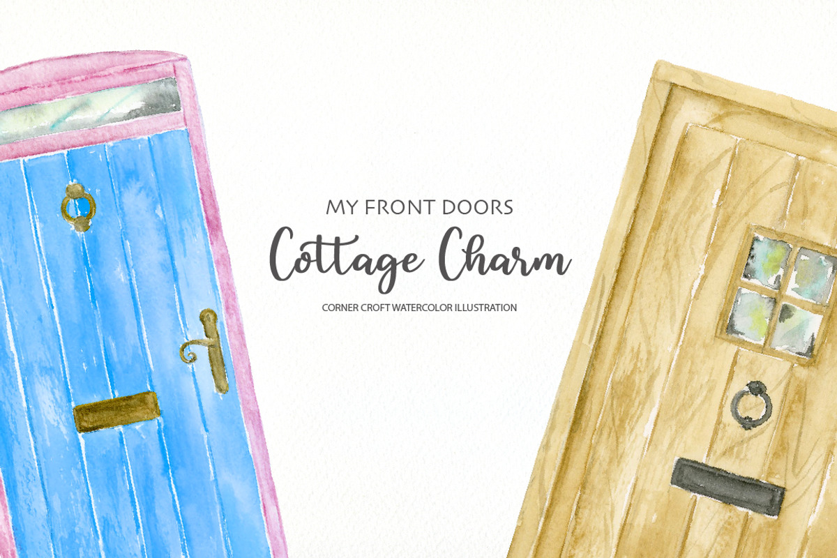 Watercolor Cottage Front Doors, a Person Illustration by Corner Croft (Photo 5 of 8)