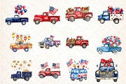 watercolor Truck 4th of july, an Illustration by DreamCafeArt (Thumbnail 2 of 5)