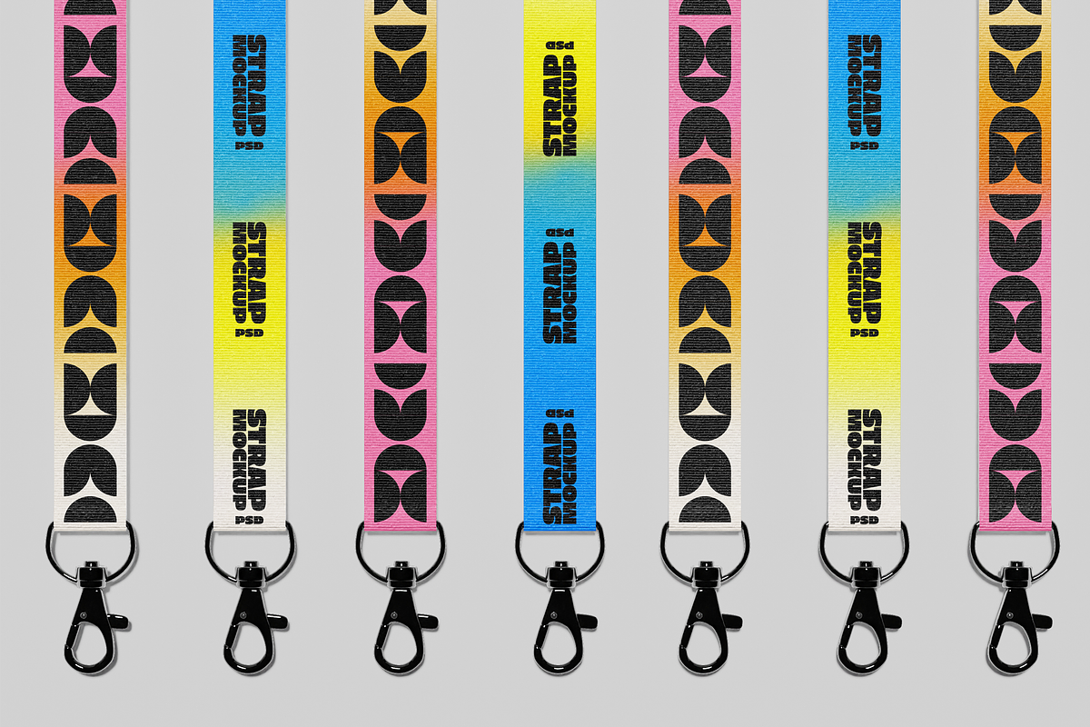 Top View of Seven Lanyard Mockup, an Advertising Mockup by Hubzway