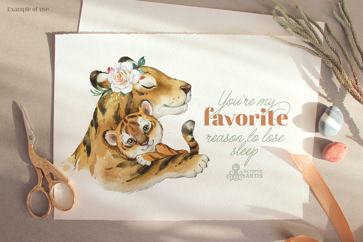 Mommy & Me. Watercolor Animals, an Animal Illustration by OctopusArtis (Photo 14 of 14)