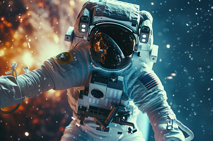 Boundless Horizon: Astronaut Adrift Above Earth's Atmosphere - Generative AI, a Background Photo by José Manuel Gelpi