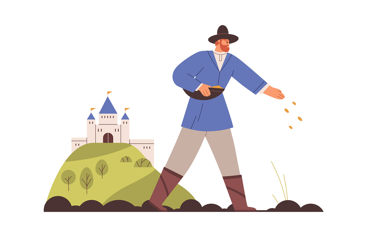 Daily life of medieval people set, a Person Illustration by Good Studio (Photo 4 of 11)