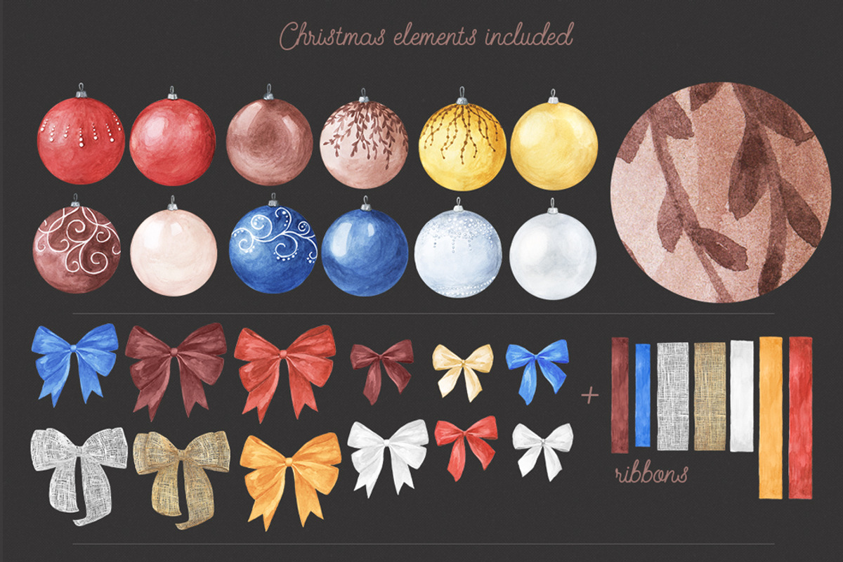 Christmas Creator Pack Watercolor, a Decorative Illustration by NataliVA (Photo 7 of 13)