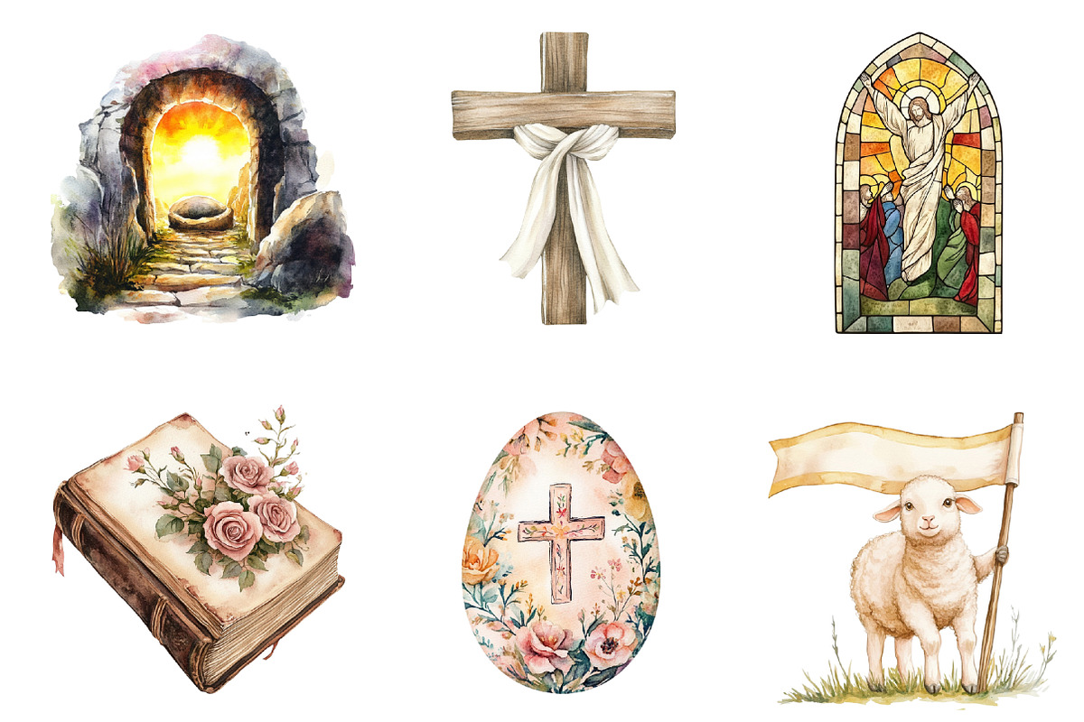 Vintage Christian Easter Clipart, an Illustration by SinaCreation (Photo 3 of 4)