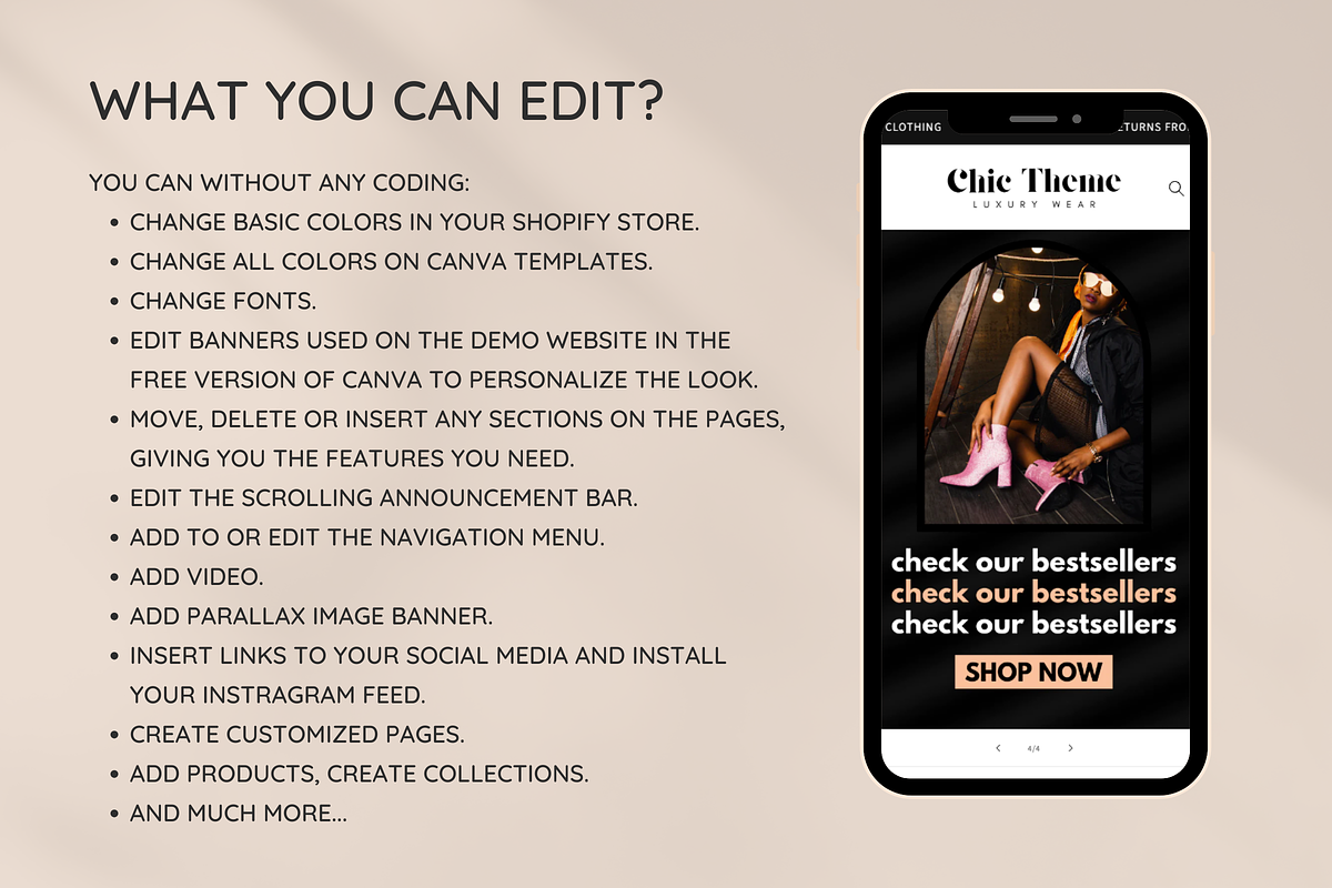 Chic Black & Rose Shopify Theme, a Shopify Template by SunshineStudioBoutique (Photo 3 of 10)