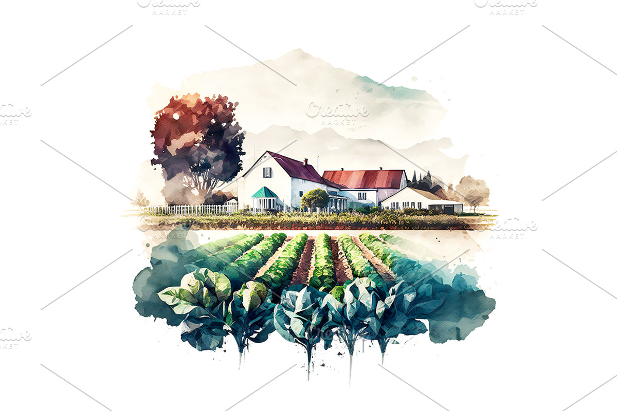 Farms - Watercolor illustrations 01, an Illustration by Graxaim Mock-up (Photo 6 of 9)