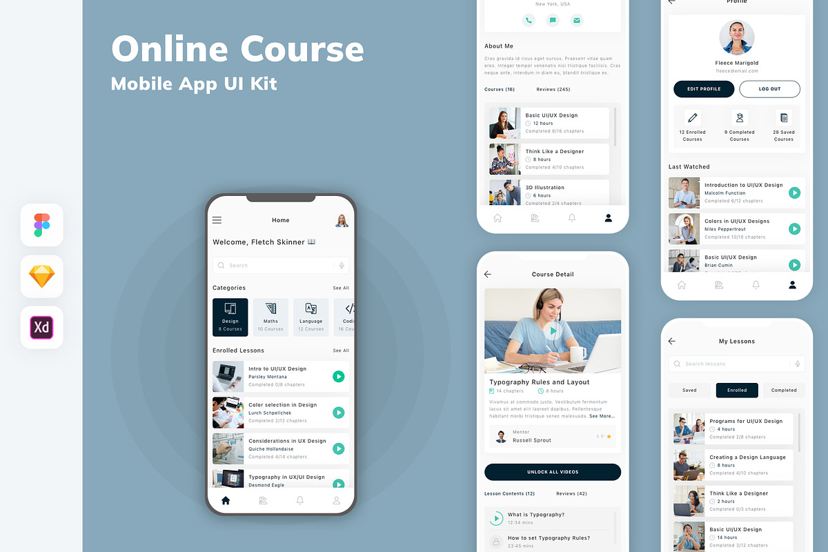 Online Course Mobile App UI Kit, an UI Kit Template by uicube ...
