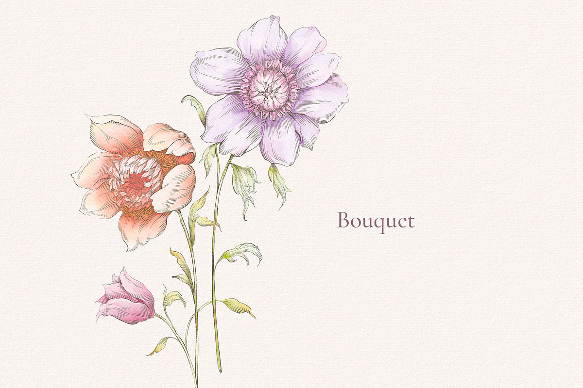 Floral Charme Vintage floral clipart, a Decorative Illustration by Ekaproeka (Photo 5 of 6)