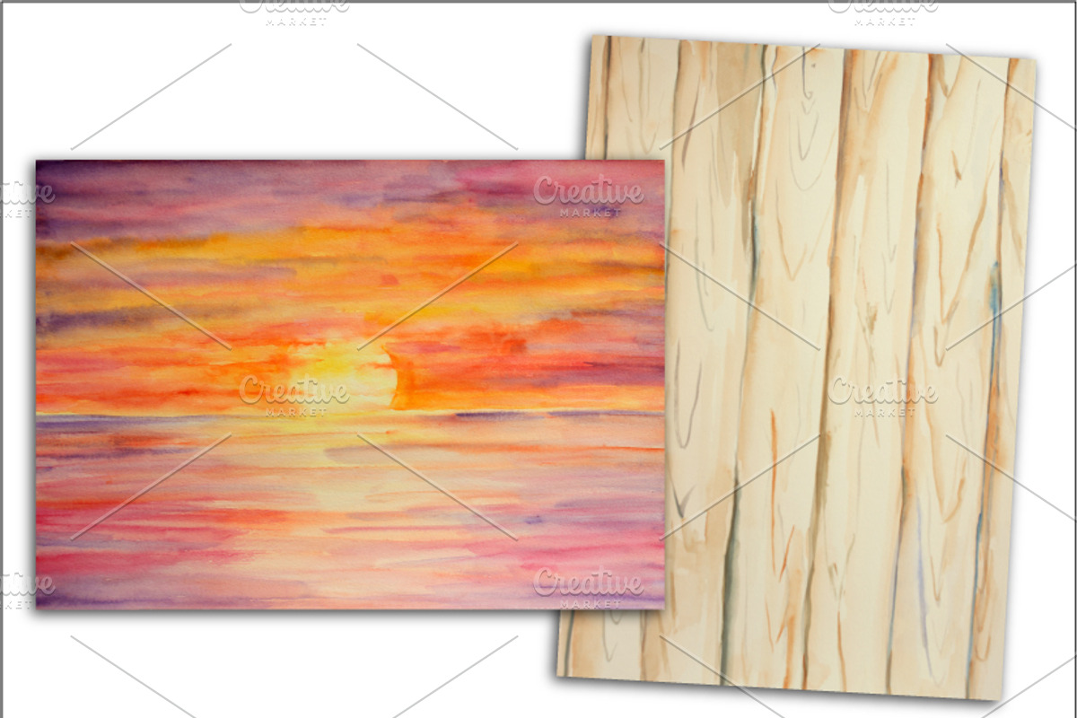 Watercolor Nature Background Set1 preview 5
