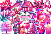 Chic Neon Pink Christmas Clipart, an Illustration by Canvas Craft (Thumbnail 1 of 7)