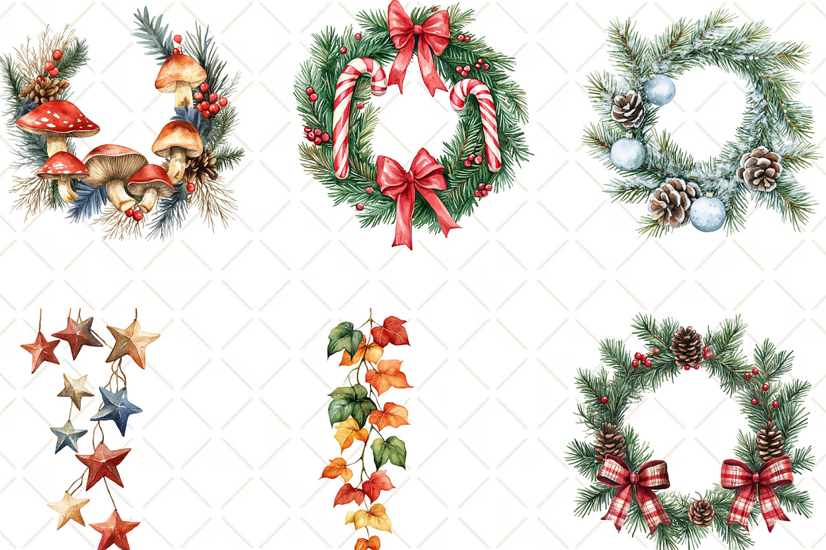 Festive Garland Clipart Bundle, an Illustration by Black Bird Studio (Photo 4 of 6)