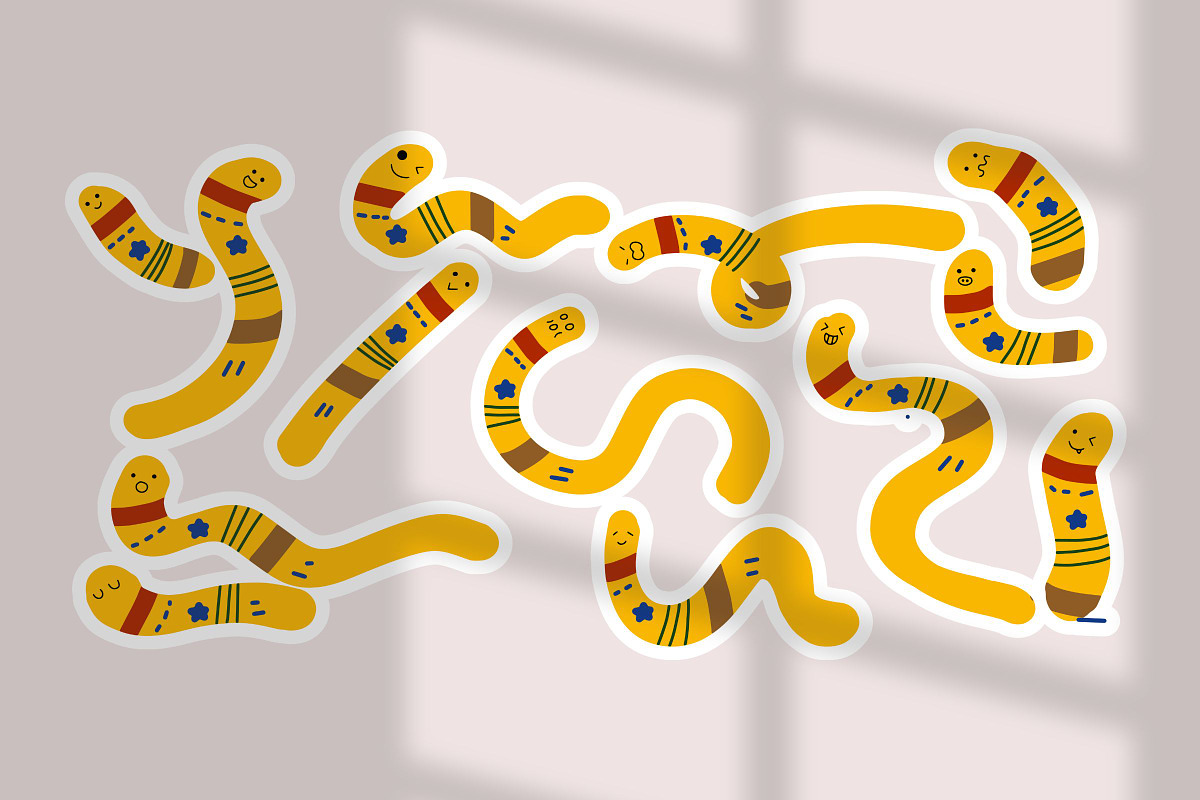 Cute Worm Illustration Set, an Animal Illustration by The Journey Atelier (Photo 6 of 8)