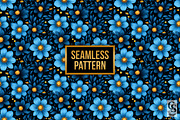 Dark Blue Flowers Seamless Patterns, a Pattern Graphic by Creative Store (Thumbnail 4 of 5)