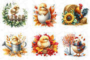 Watercolor Autumn Chicken Clipart, an Illustration by DreamPrint404 (Thumbnail 2 of 6)