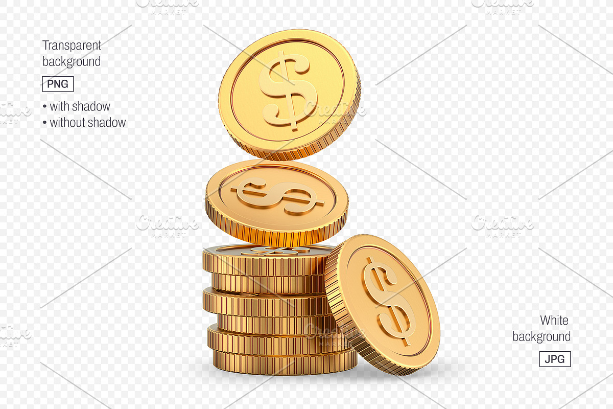 Set of Gold Coins Isolated PNG & JPG, an Object Graphic by LoopAll (Photo 4 of 6)
