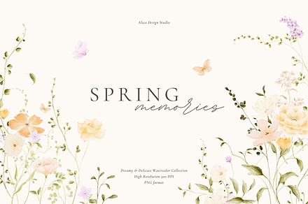 Dreamy Spring Watercolor Wildflowers