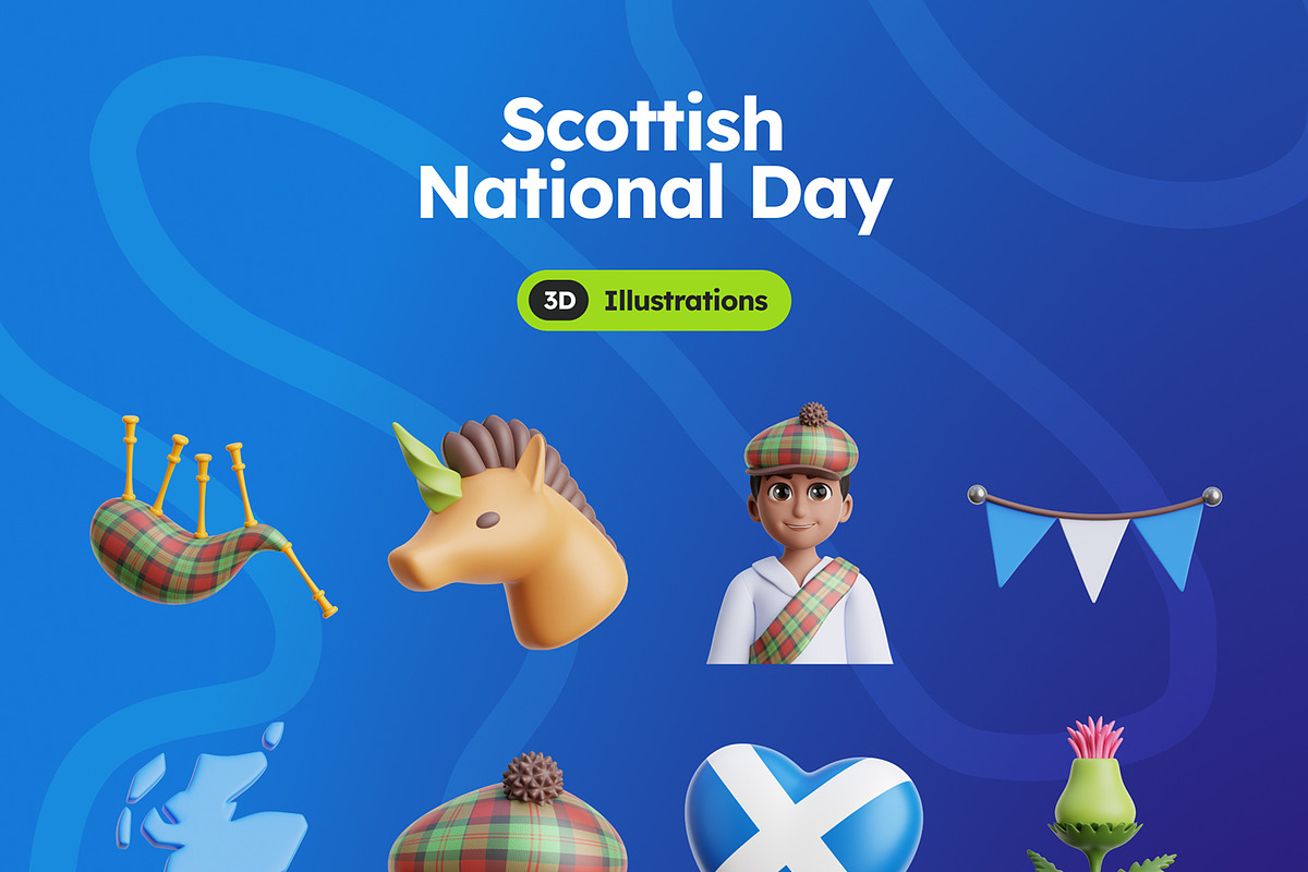 Scottish National Day 3D Icons, an Object 3D Model by Rakata Studio (Photo 7 of 7)