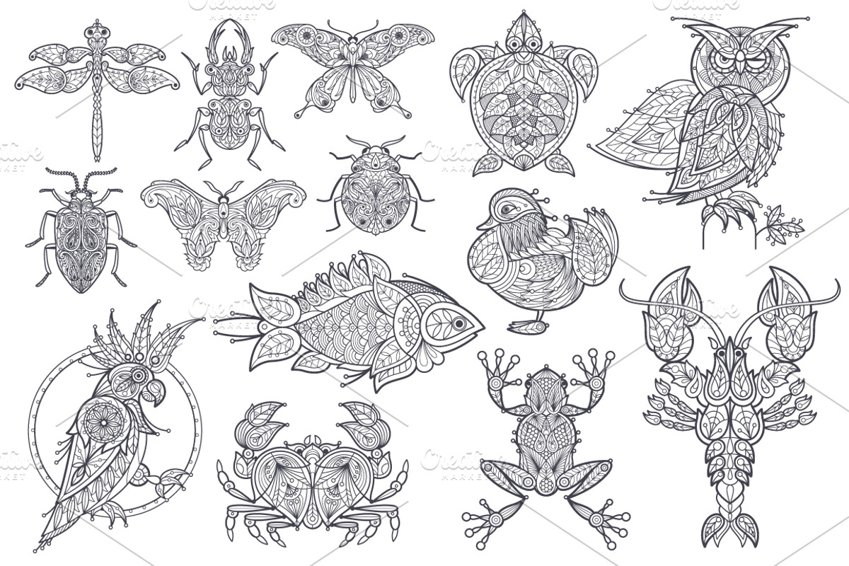 Unusual animals set, an Object Graphic by MarinaVorontsova (Photo 2 of 6)