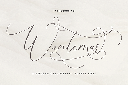 Wantemar - modern calligraphy font, a Script Font by Quothron