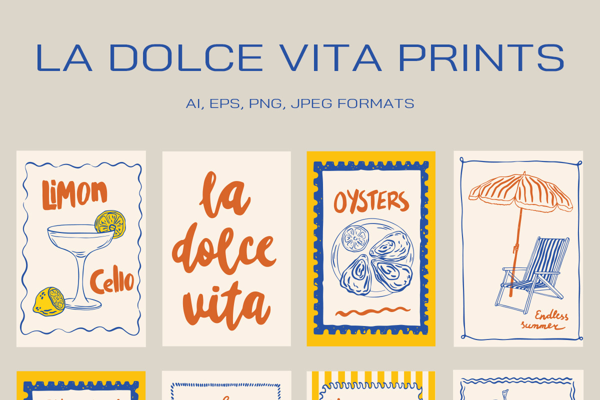 La Dolce Vita Posters, a Decorative Illustration by PawLoveArt (Photo 2 of 8)