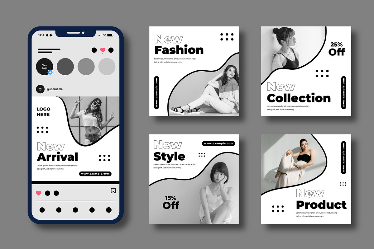 Fashion Social Media Post Banners, a Social Media Template by MightyDesign (Photo 1 of 7)