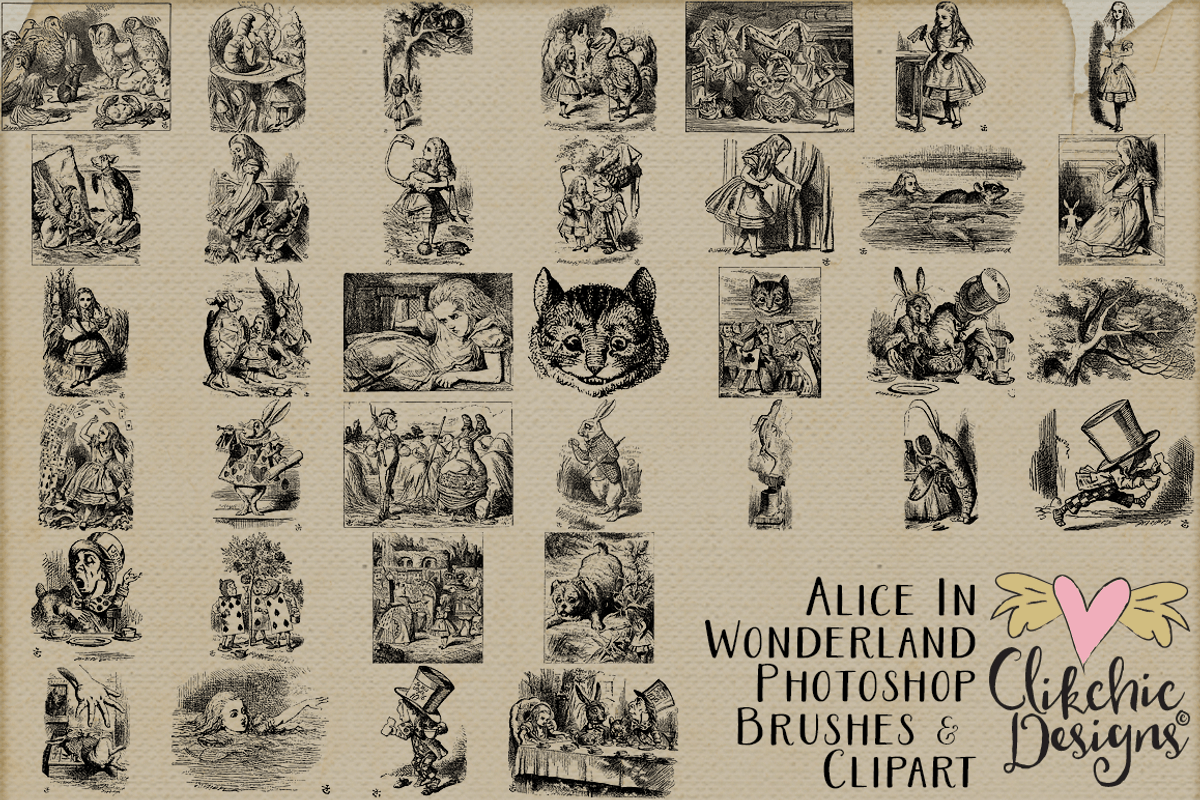 Alice In Wonderland Brushes & Vector preview 2