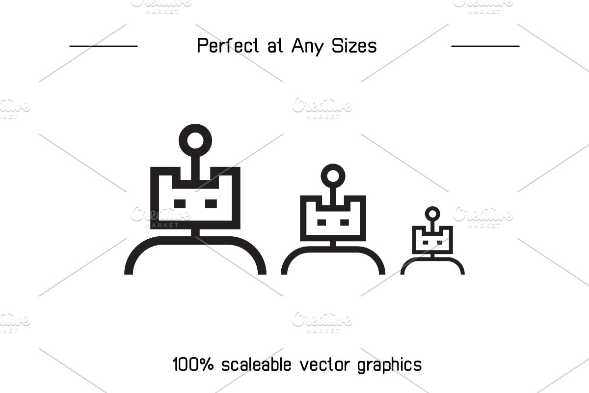 Cartoon Robot Profile Icons, an Outline Icon by Designfour (Photo 7 of 7)