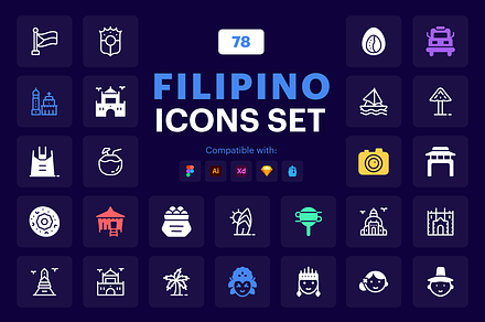 Filipino Icons Set, an Icon by Brickclay