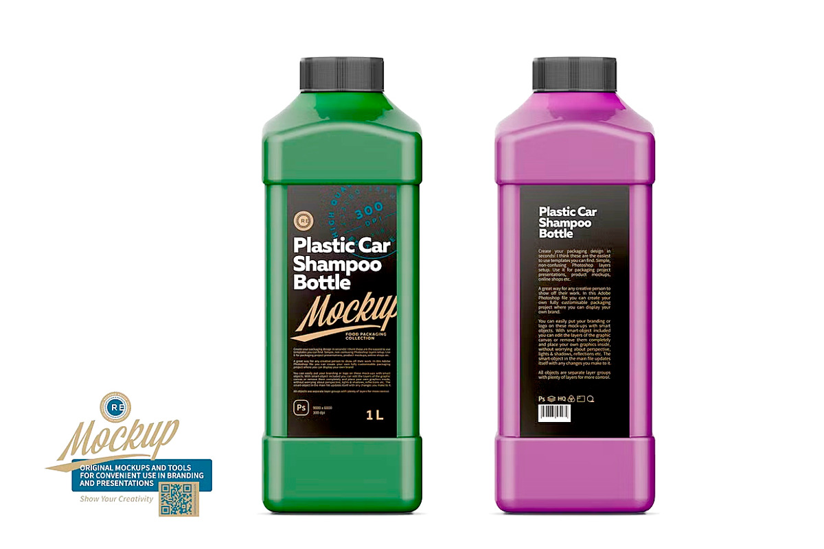 Plastic Auto Shampoo Bottle Mockup, a Packaging Mockup by Reformer Mockup (Photo 1 of 6)