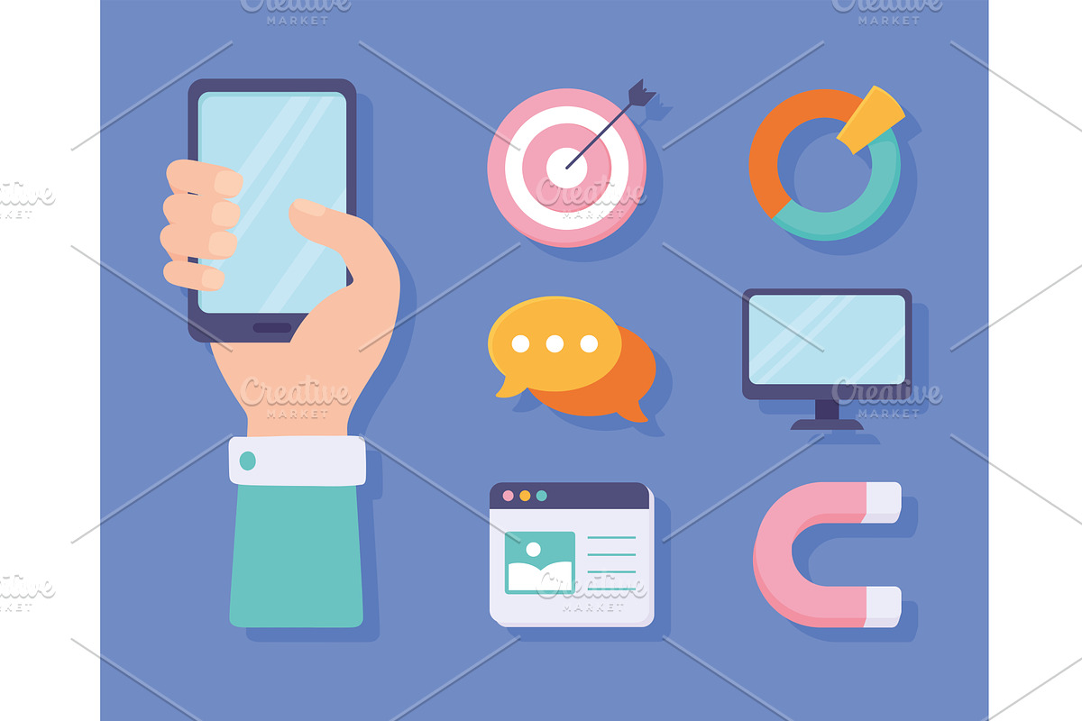 icons digital marketing, an Object Illustration by studiogstock