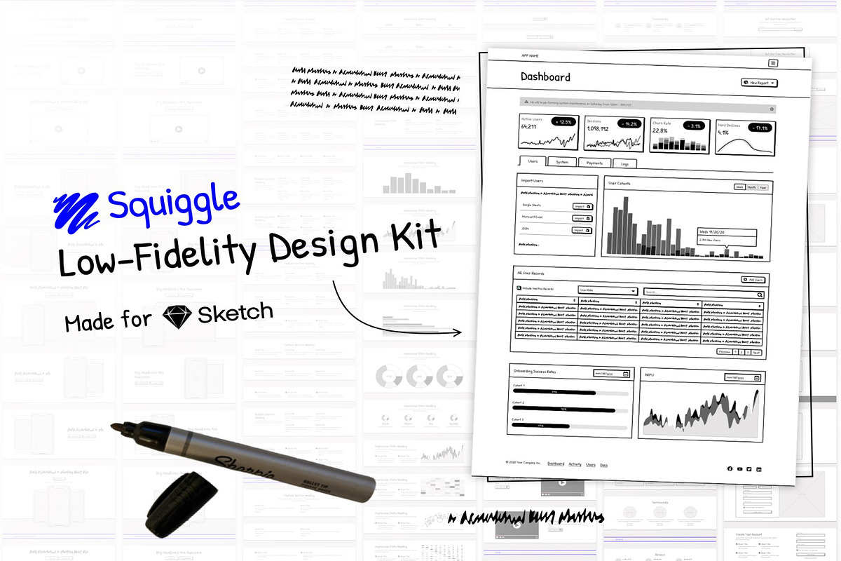 Squiggle Low-Fidelity Design Kit, an UI Kit Template by Creative ...