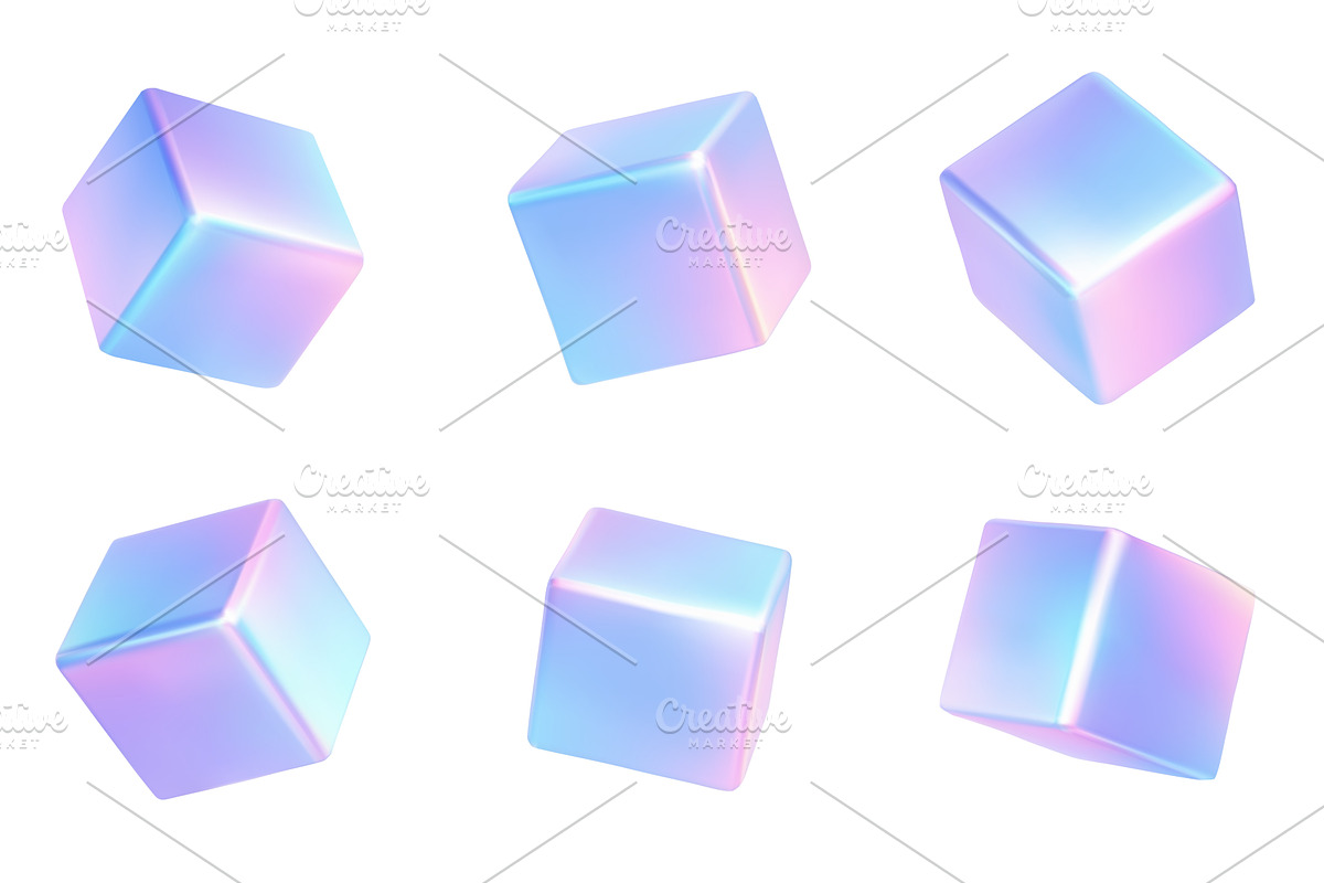 Holographic 3d render for cubes neon, an Illustration by winwin.art