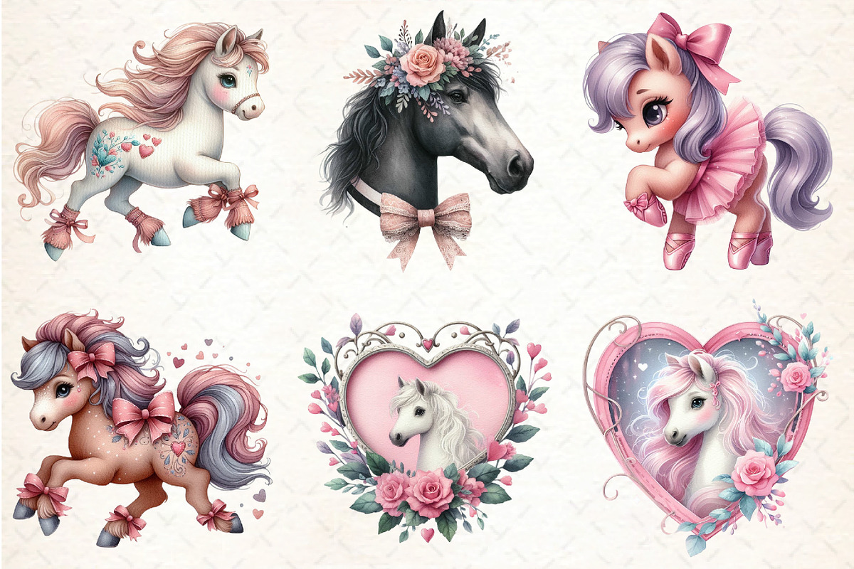 Coquette Horse Clipart, an Illustration by DreamCafeArt (Photo 4 of 6)