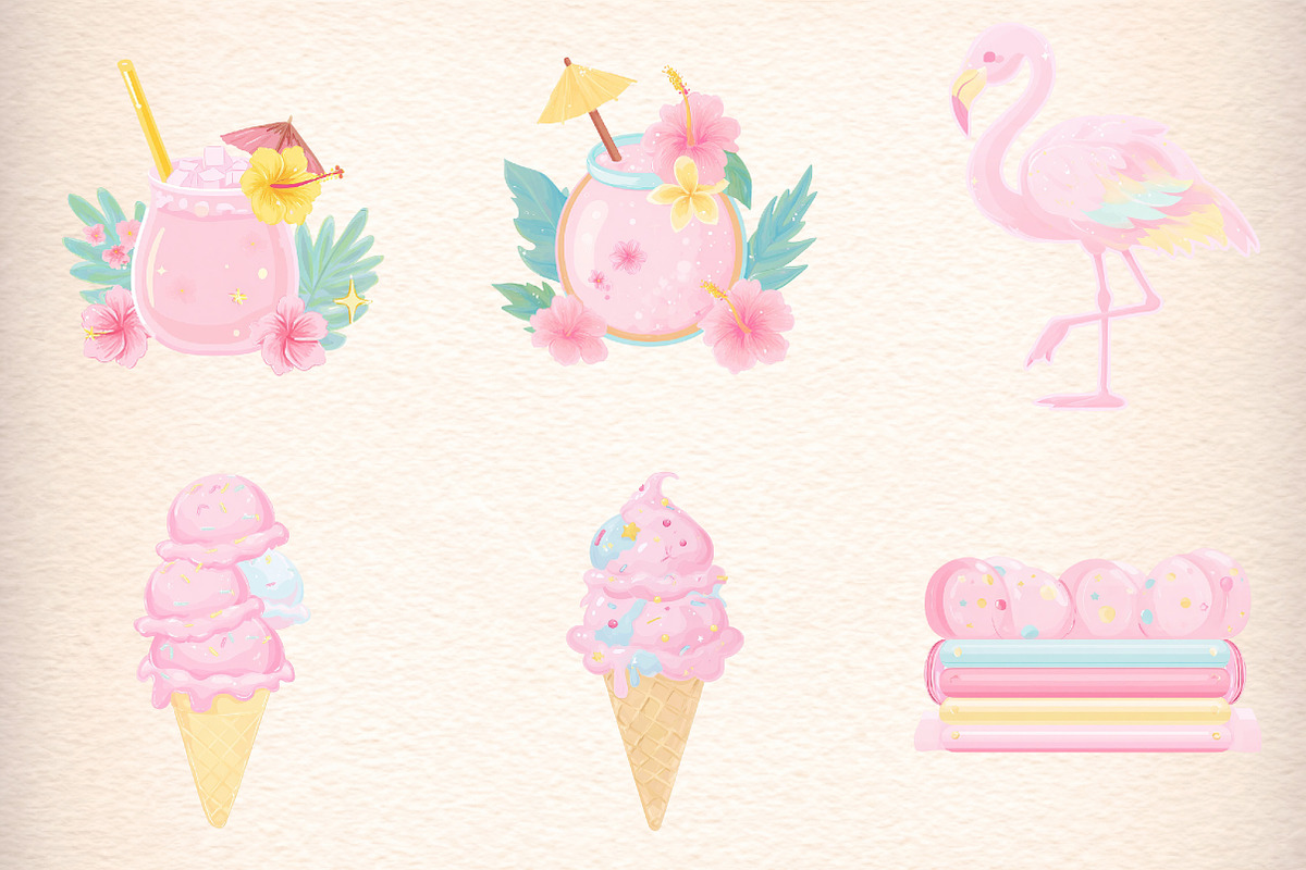 Girly Summer Clipart Set, an Illustration by Digital Artistic99 (Photo 3 of 11)