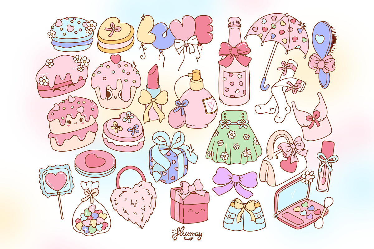 Preppy & Coquette Valentine Bundle, a Seasonal Illustration by Huxmay (Photo 3 of 7)