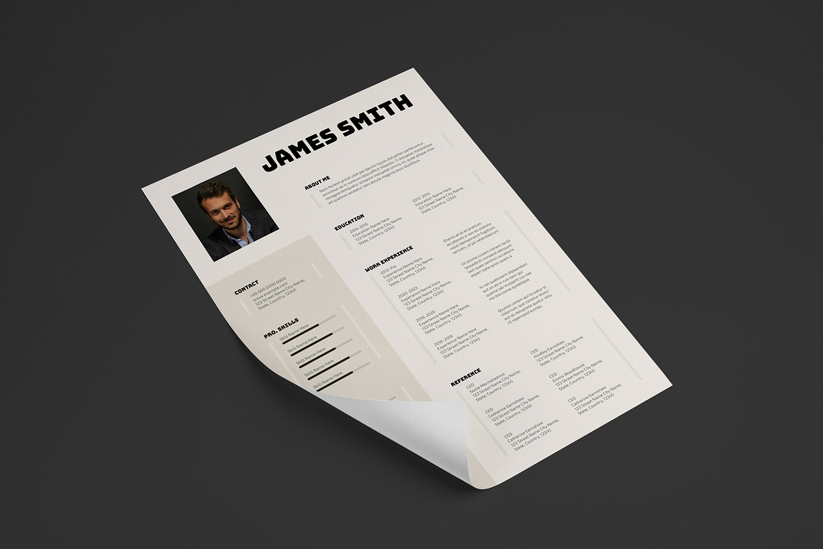 Modern Professional Resume & Cover, a Resume Template by PixelStudio (Photo 3 of 4)