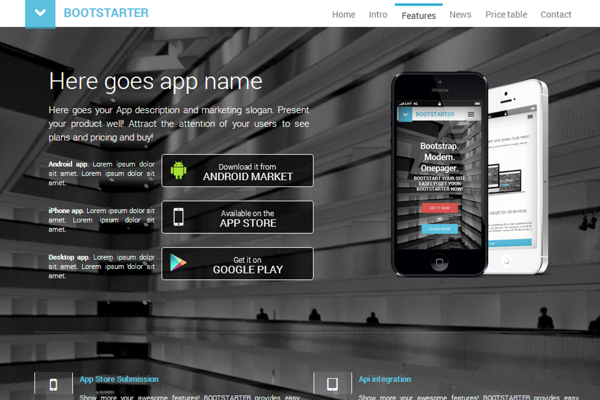 BootStarter one page parallax busine, a Landing Page Template by Bootstraptor (Photo 3 of 5)