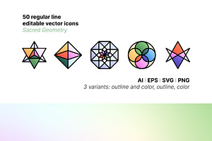 50 Sacred Geometry Icons, an Outline Icon by Side Project