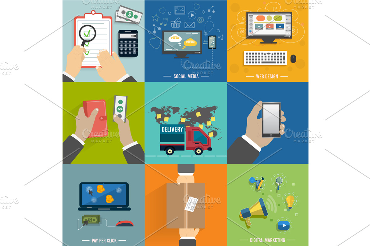 Seo, social media. Internet shopping