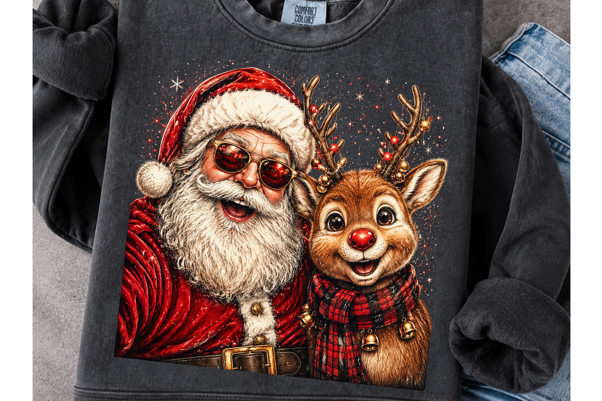 Santa and Reindeer Holiday Selfie, a Seasonal Illustration by Craft Nest (Photo 2 of 6)