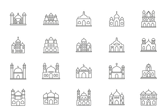 Mosque Line Art Icons preview 2