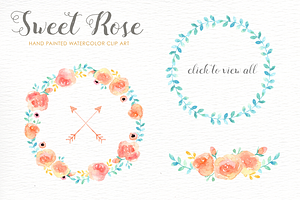 Sweet Rose Watercolor Clipart