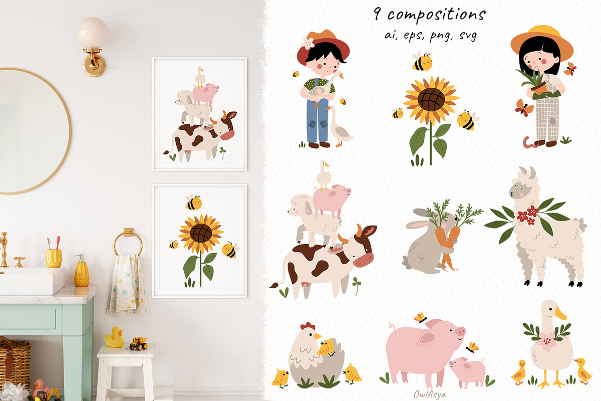 Farm time collection, an Animal Illustration by owlasya (Photo 4 of 10)