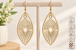 Geometric Teardrop Earrings SVG