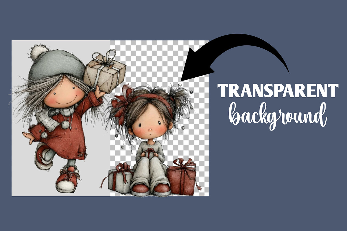 Christmas Cute girls Clipart, an Illustration by Designworld (Photo 2 of 6)